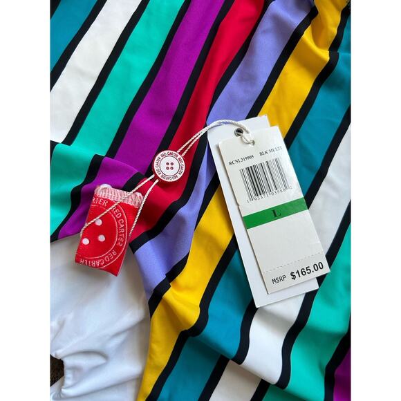 NWT Red Carter Colorful Adjustable Striped One Piece Open Back Swimsuit L US 10 - Picture 7 of 11